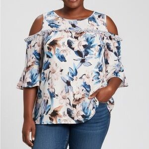 NY COLLECTION | Tee Cold Shoulder Lily Cream 3X